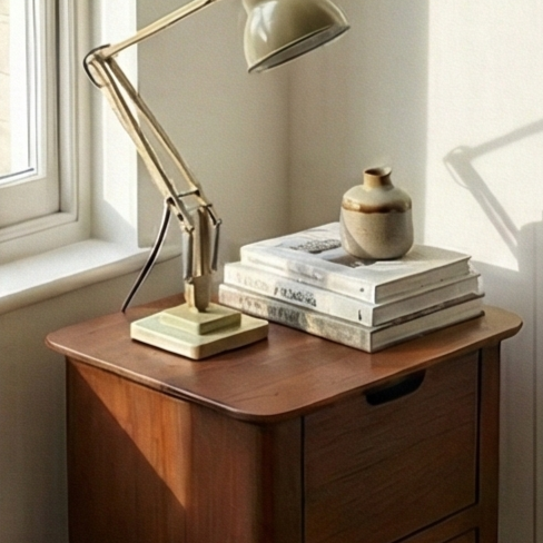 Norway Narrow Walnut Bedside Table | Small Space
