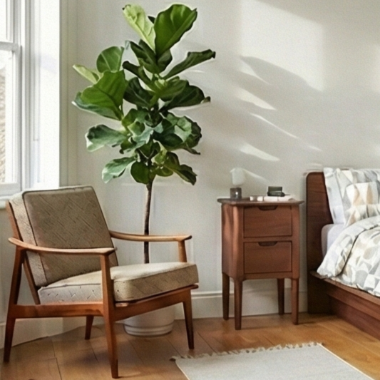 Norway Narrow Walnut Bedside Table | Small Space