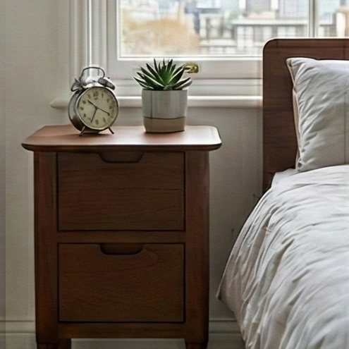 Norway Narrow Walnut Bedside Table | Small Space