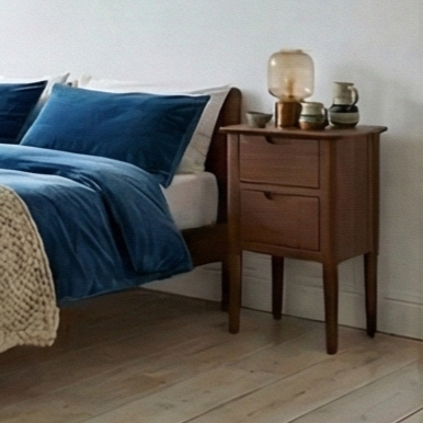 Norway Narrow Walnut Bedside Table | Small Space