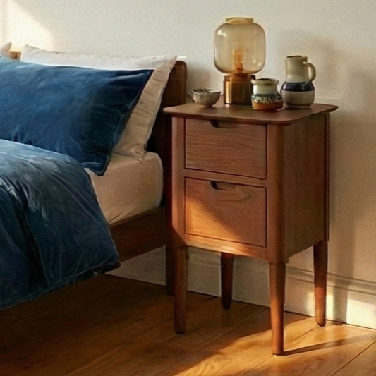 Norway Narrow Walnut Bedside Table | Small Space