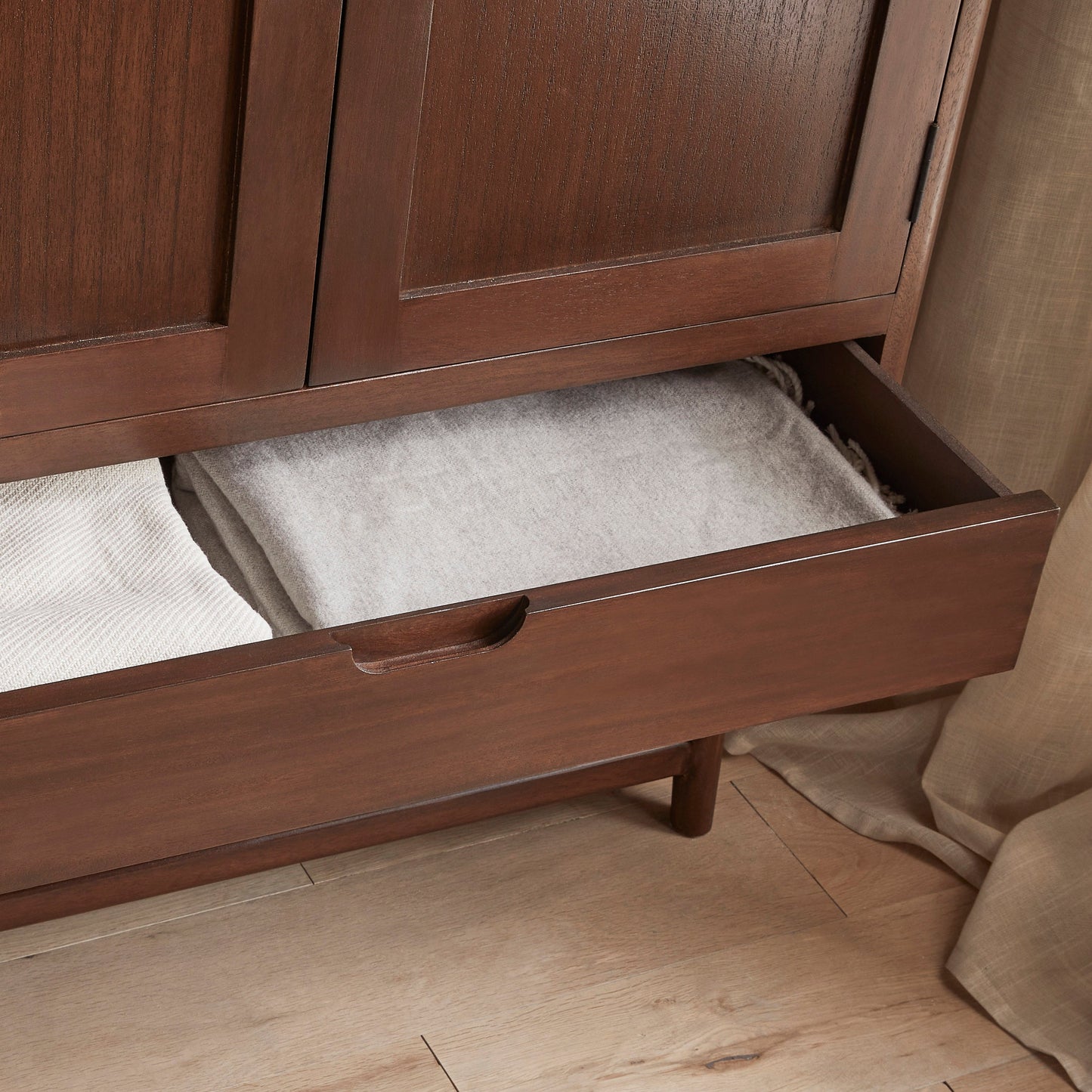 Norway Walnut Wardrobe | Hanging Space | Drawer