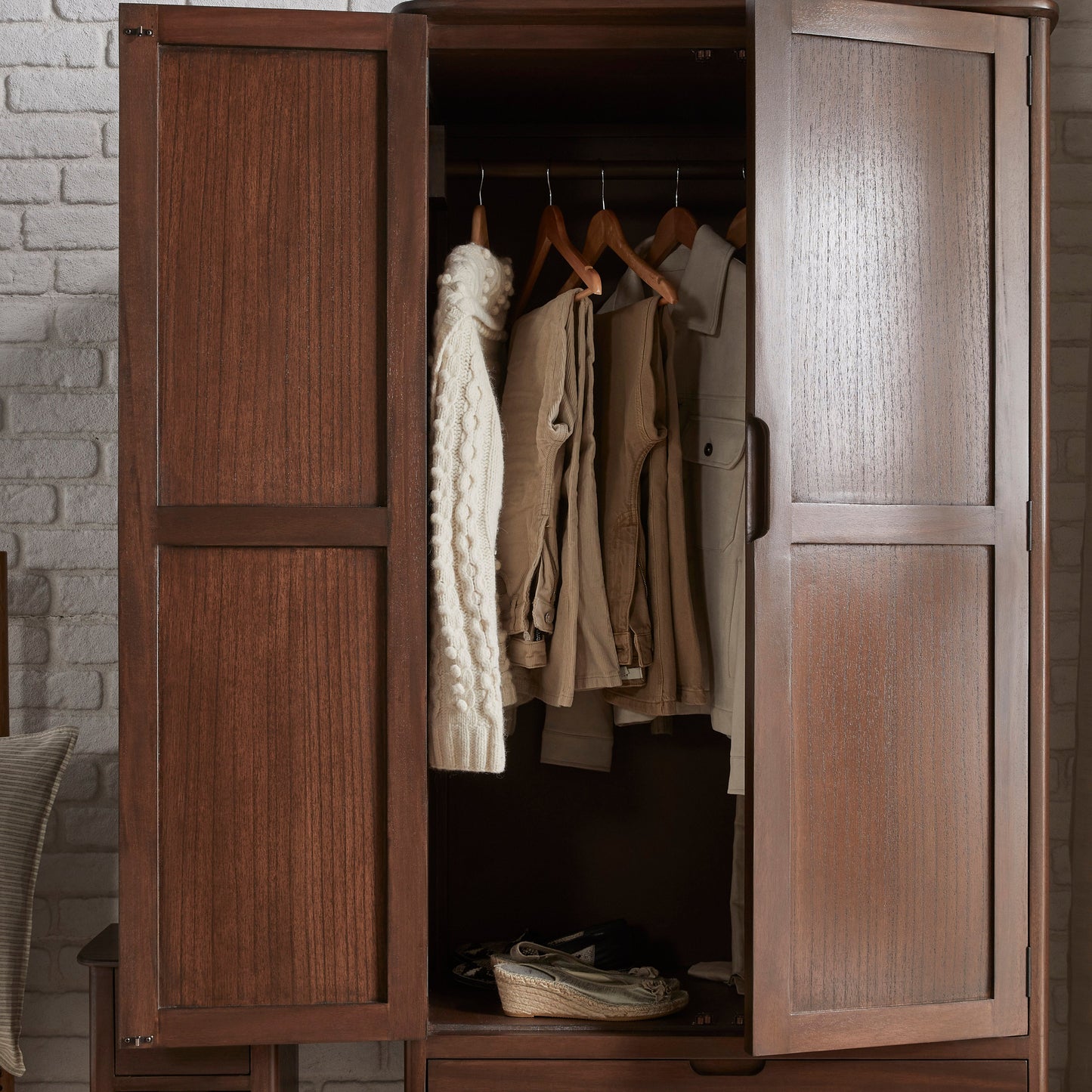 Norway Walnut Wardrobe | Hanging Space | Drawer