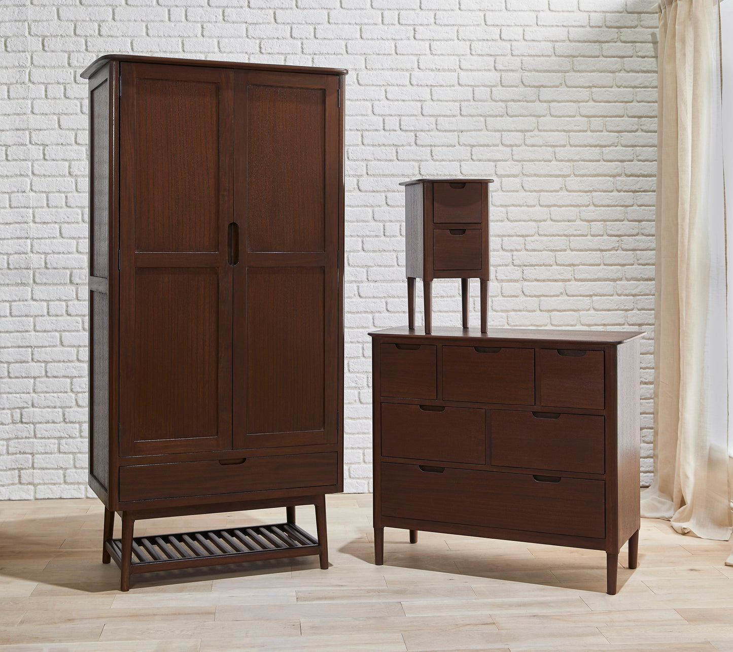 Norway Walnut Wardrobe | Hanging Space | Drawer