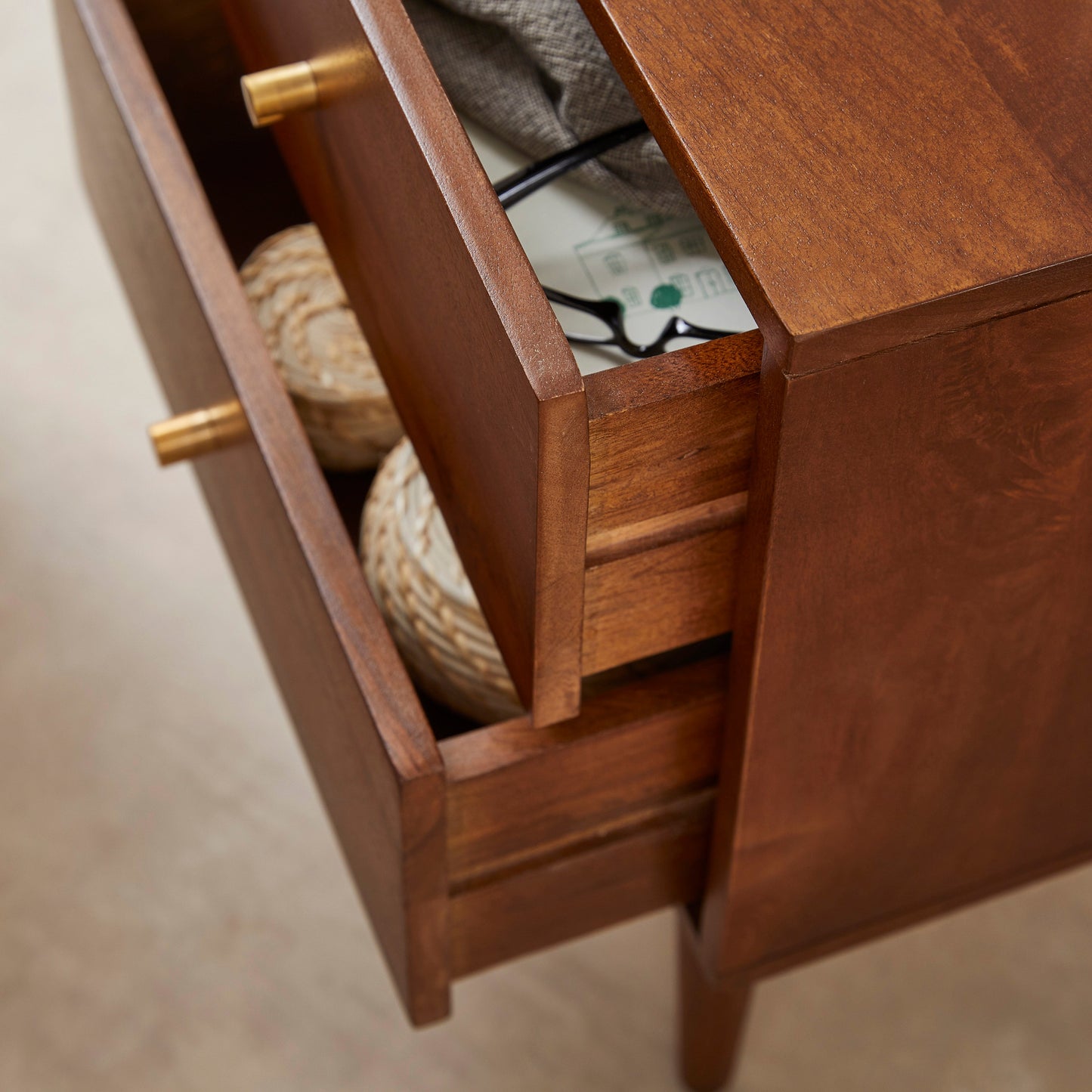 Oslo Bedside Table Scandinavian Walnut Solid Wood Assembled