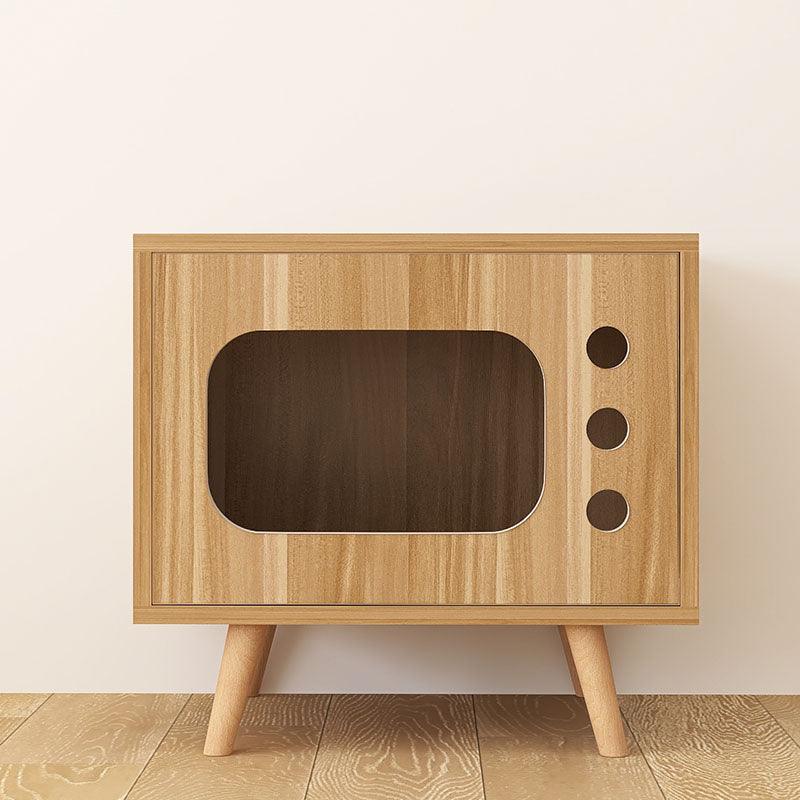 Durame Bedside Table with Pet House in White Ash Wood