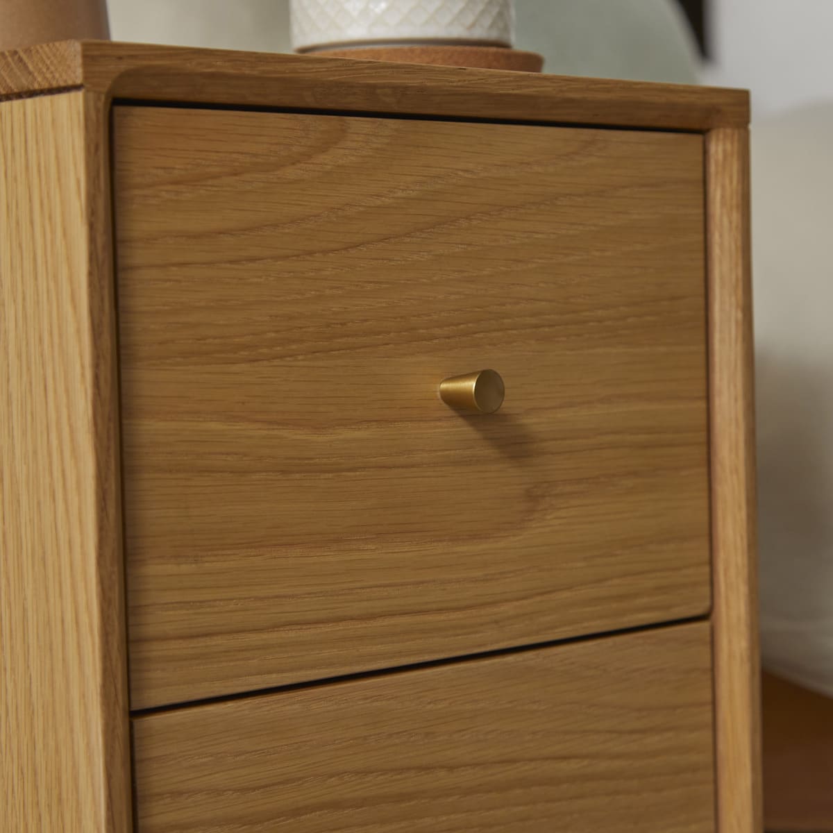 Wright Narrow Bedside Table Oak Hand Crafted Furniture for Small Spaces