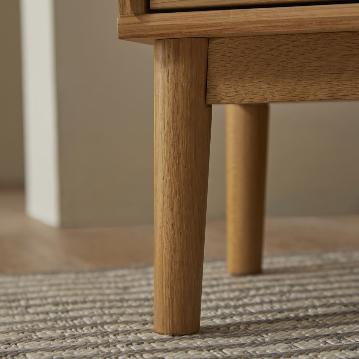 Wright Narrow Bedside Table Oak Hand Crafted Furniture for Small Spaces