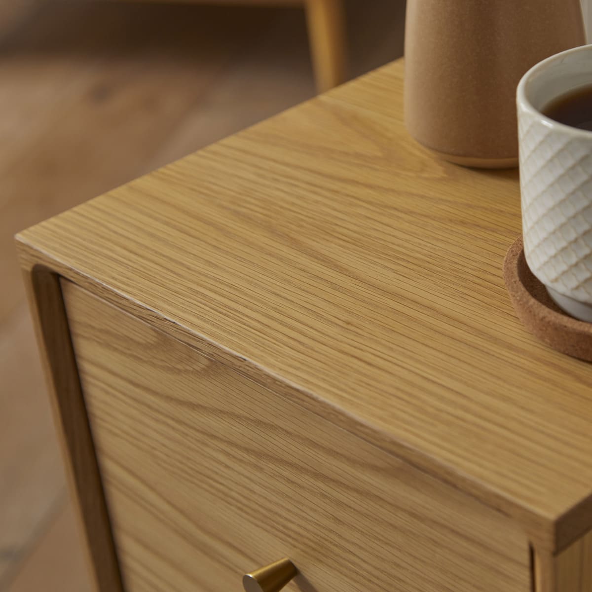 Wright Narrow Bedside Table Oak Hand Crafted Furniture for Small Spaces