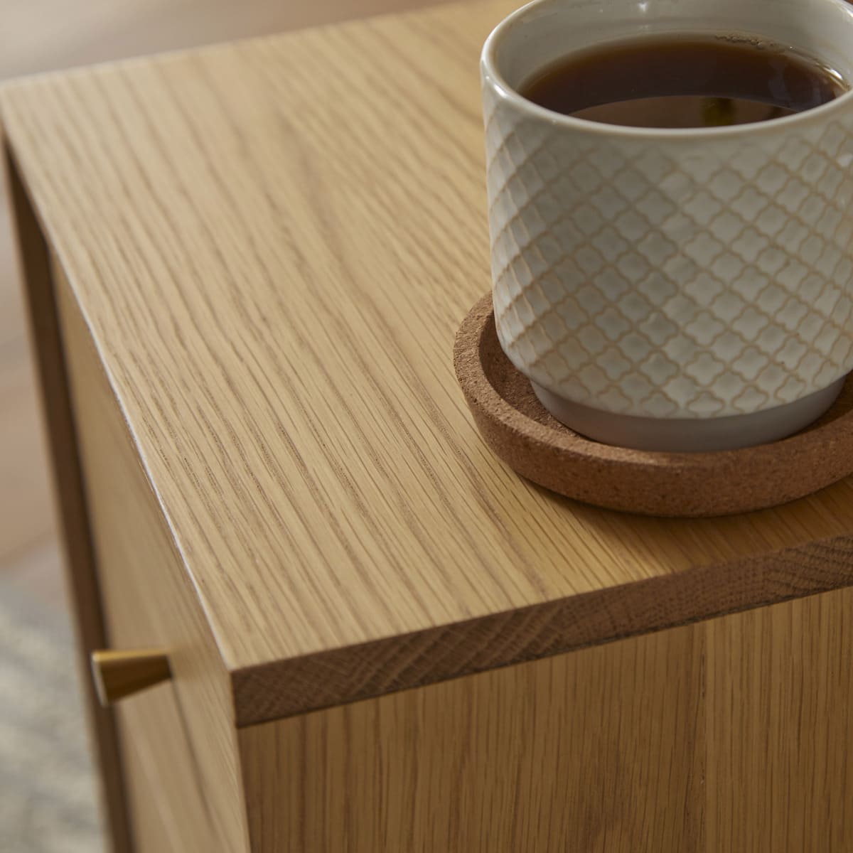 Wright Narrow Bedside Table Oak Hand Crafted Furniture for Small Spaces
