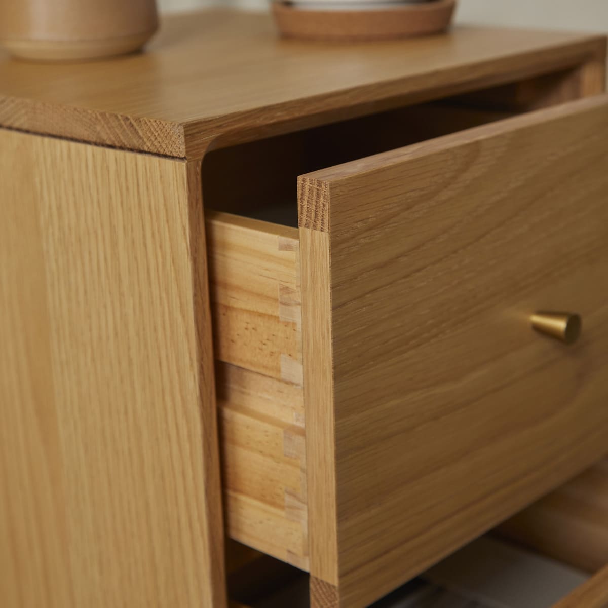 Wright Narrow Bedside Table Oak Hand Crafted Furniture for Small Spaces