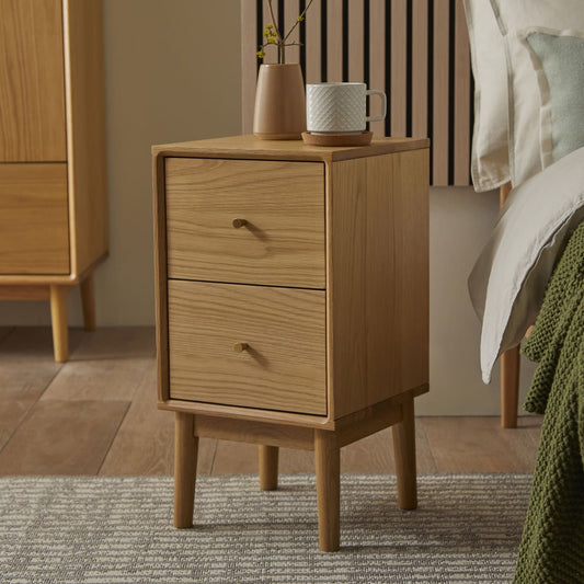 Wright Narrow Bedside Table Oak Hand Crafted Furniture for Small Spaces