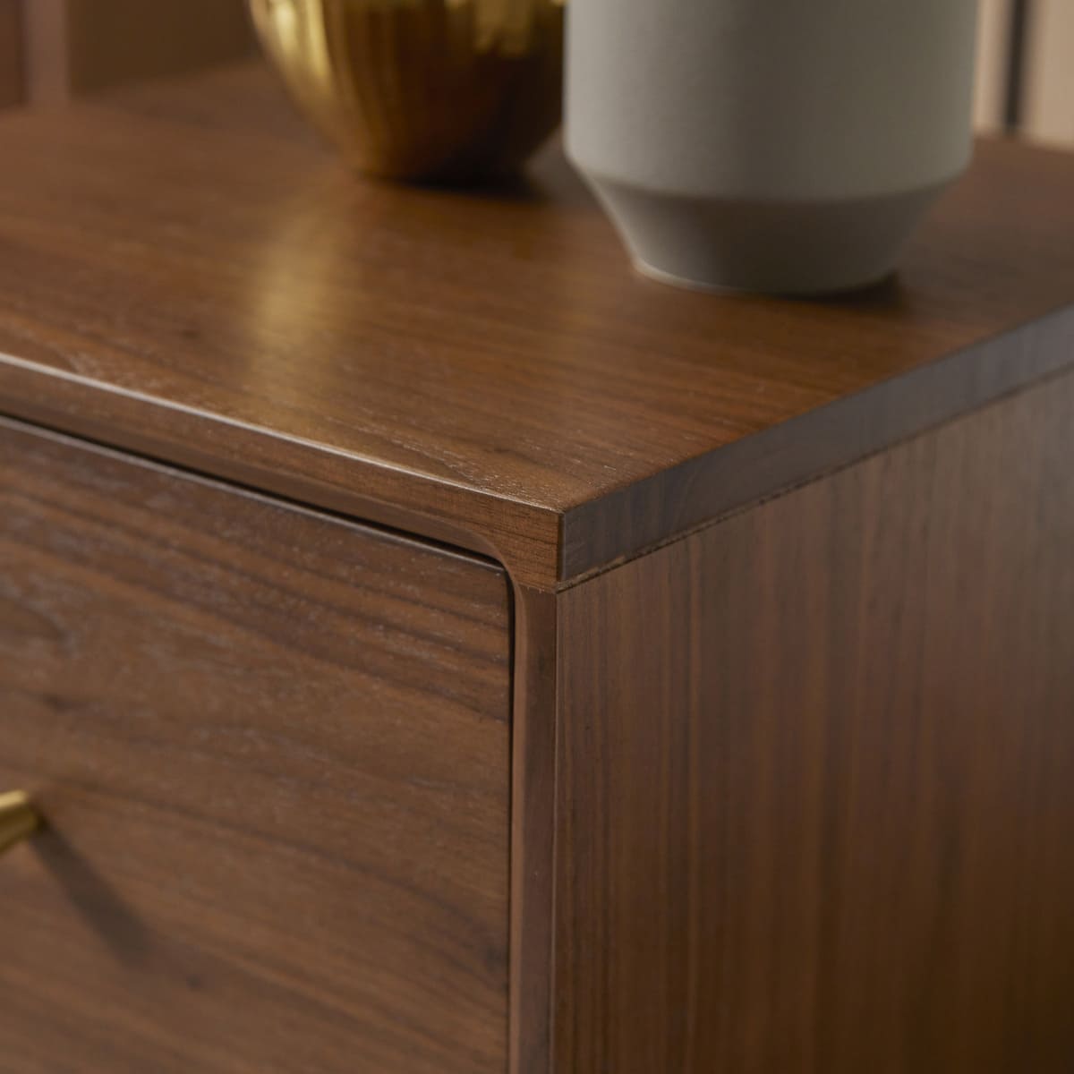 Wright Narrow Walnut Bedside Table Hand Crafted Furniture for Small Space