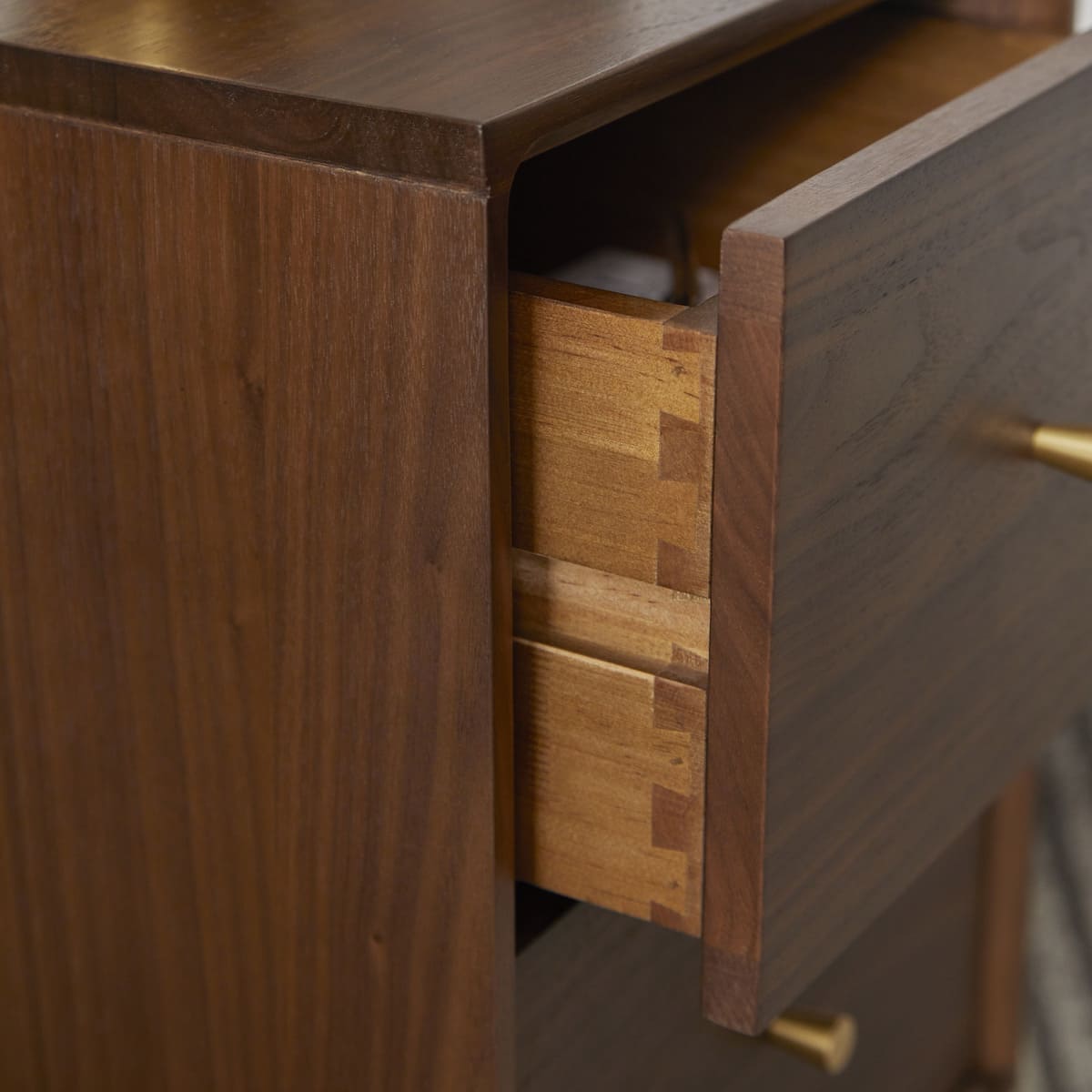 Wright Narrow Walnut Bedside Table Hand Crafted Furniture for Small Space