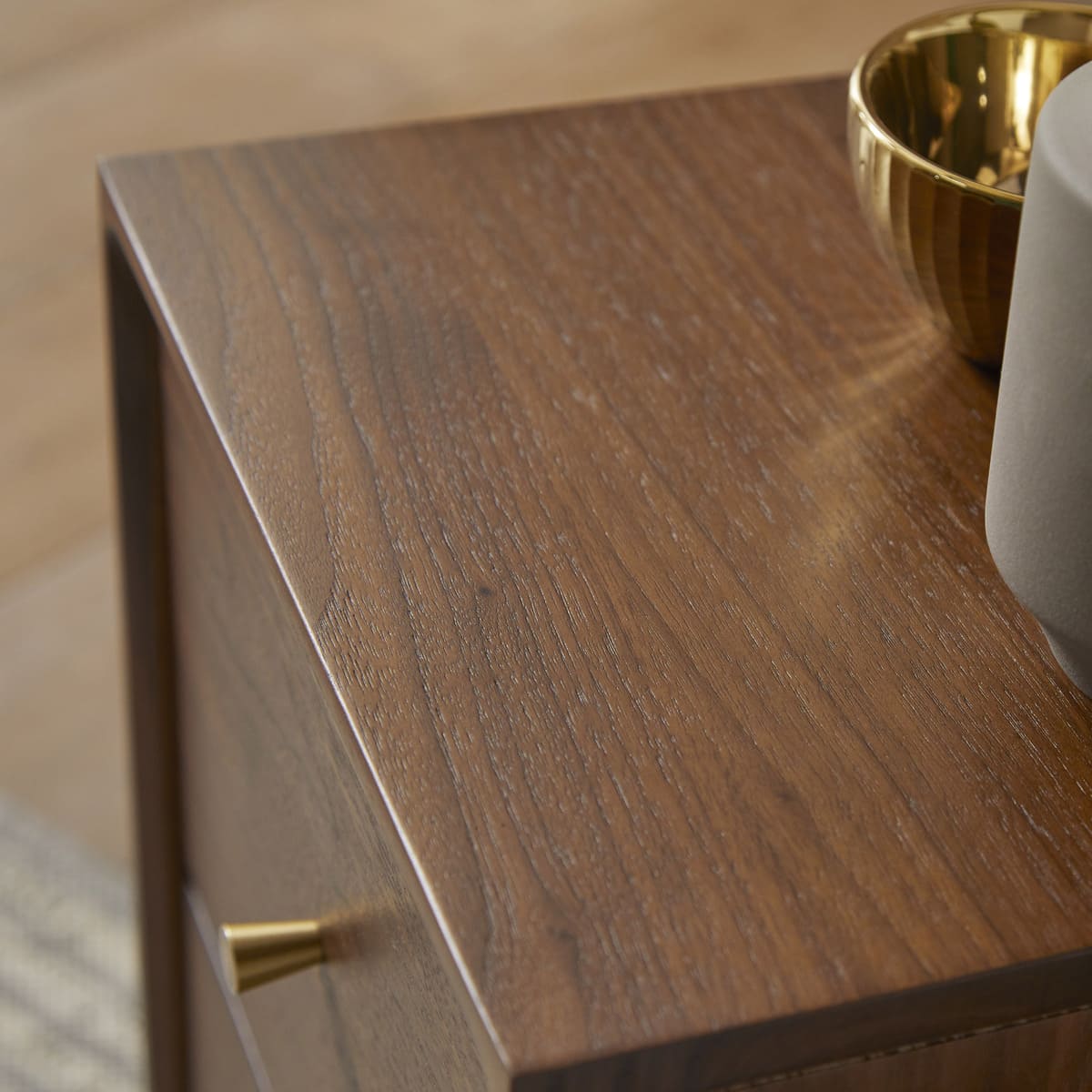 Wright Narrow Walnut Bedside Table Hand Crafted Furniture for Small Space