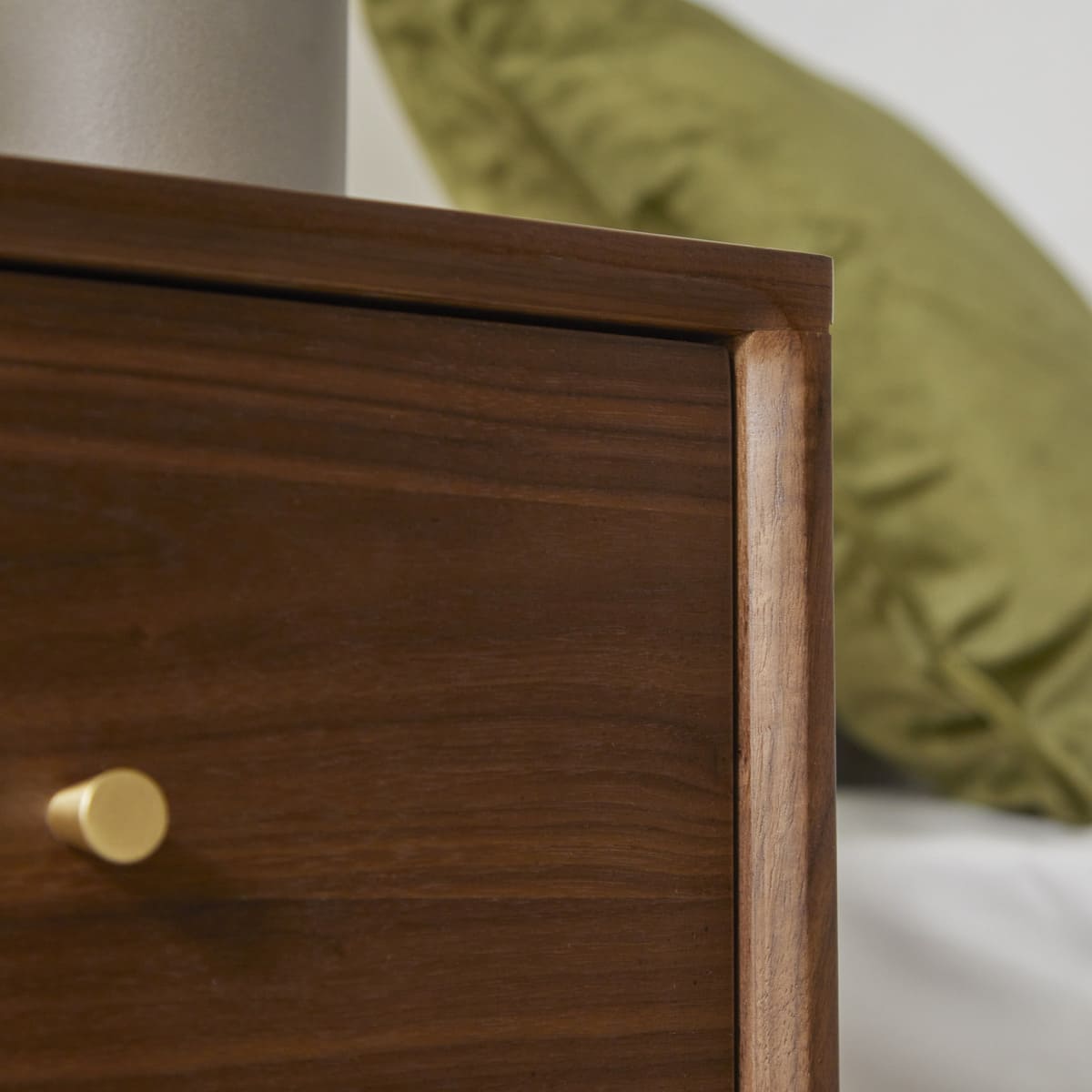 Wright Narrow Walnut Bedside Table Hand Crafted Furniture for Small Space