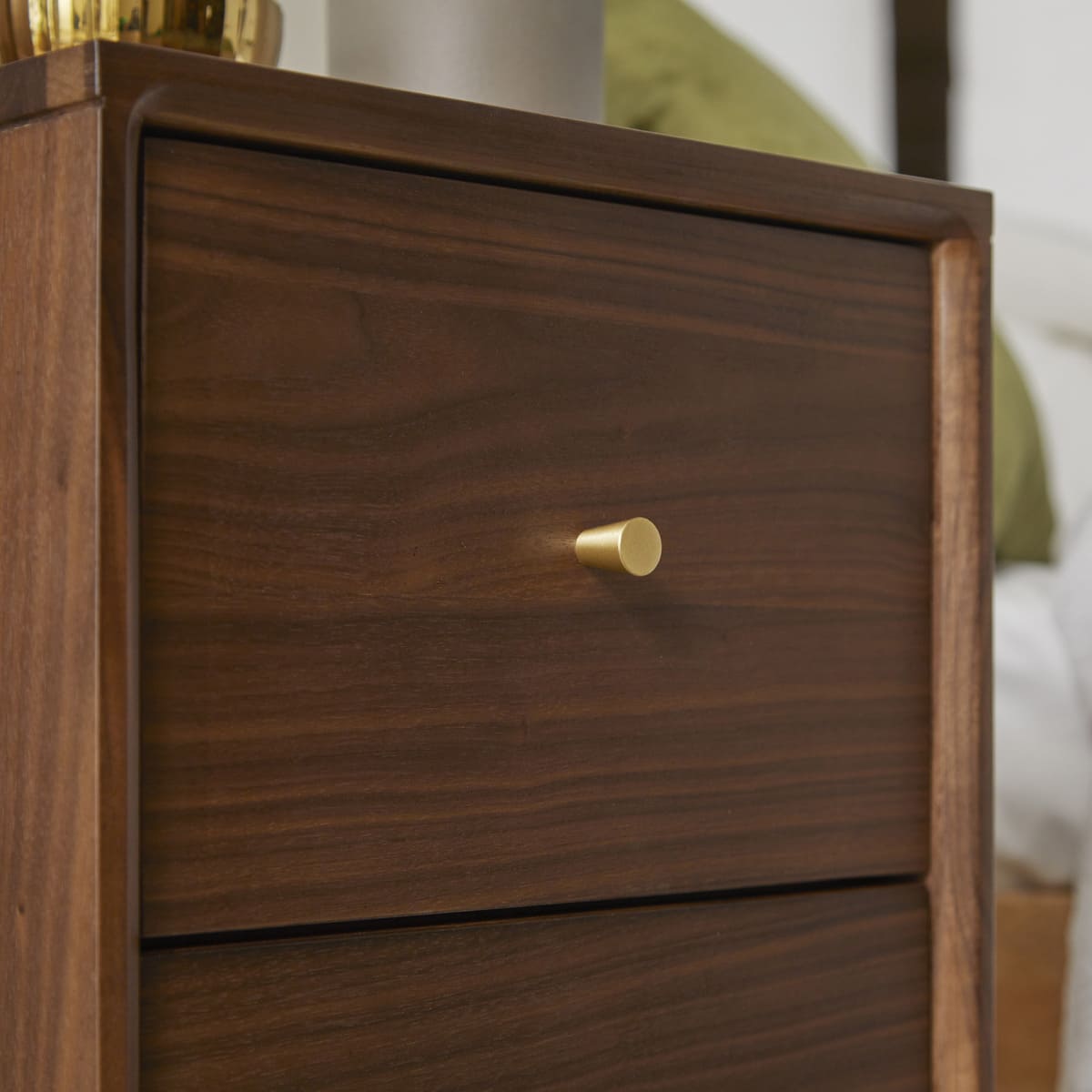 Wright Narrow Walnut Bedside Table Hand Crafted Furniture for Small Space