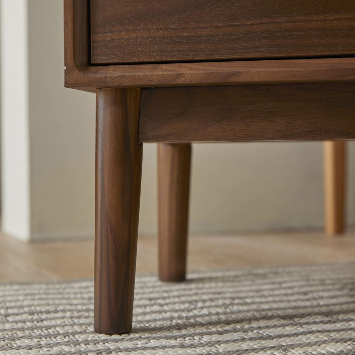 Wright Narrow Walnut Bedside Table Hand Crafted Furniture for Small Space