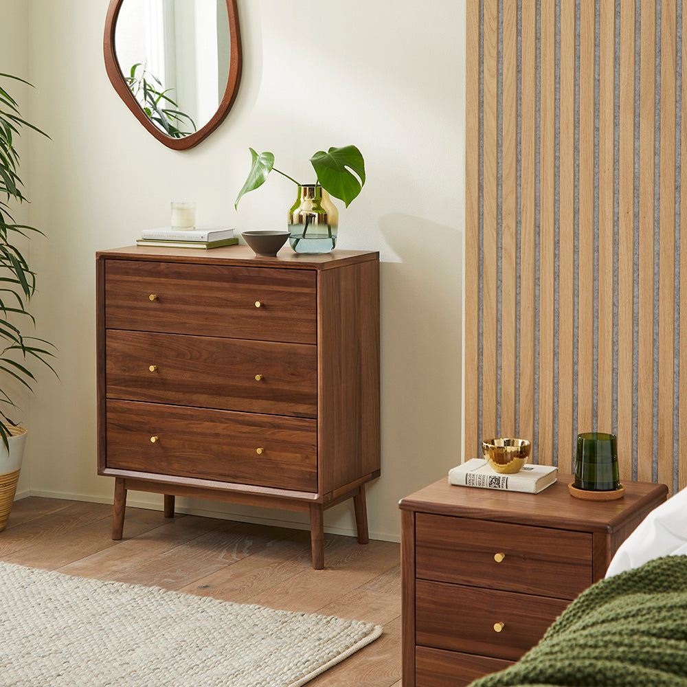 Wright Walnut Chest of 3 Drawers Hand Crafted Furniture