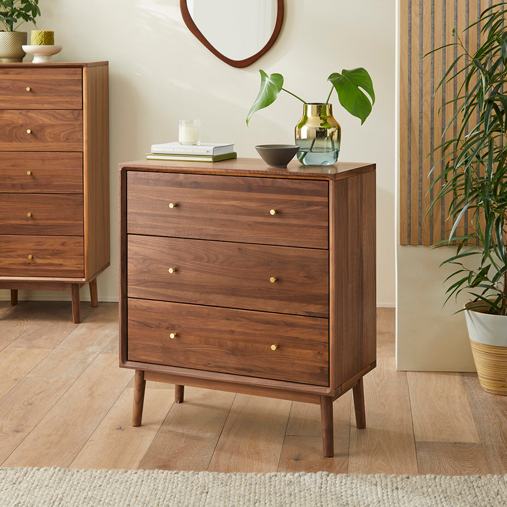 Wright Walnut Chest of 3 Drawers Hand Crafted Furniture