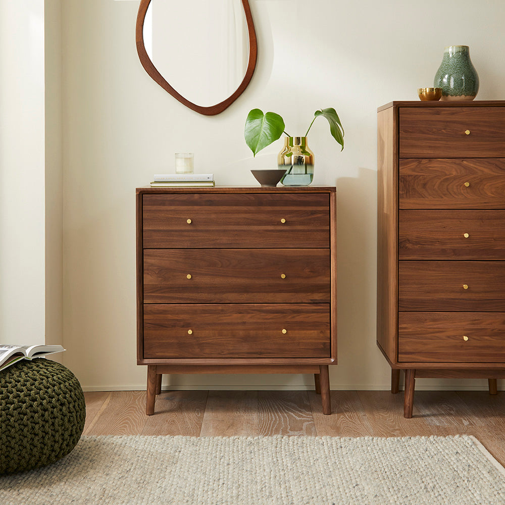 Wright Walnut Chest of 3 Drawers Hand Crafted Furniture