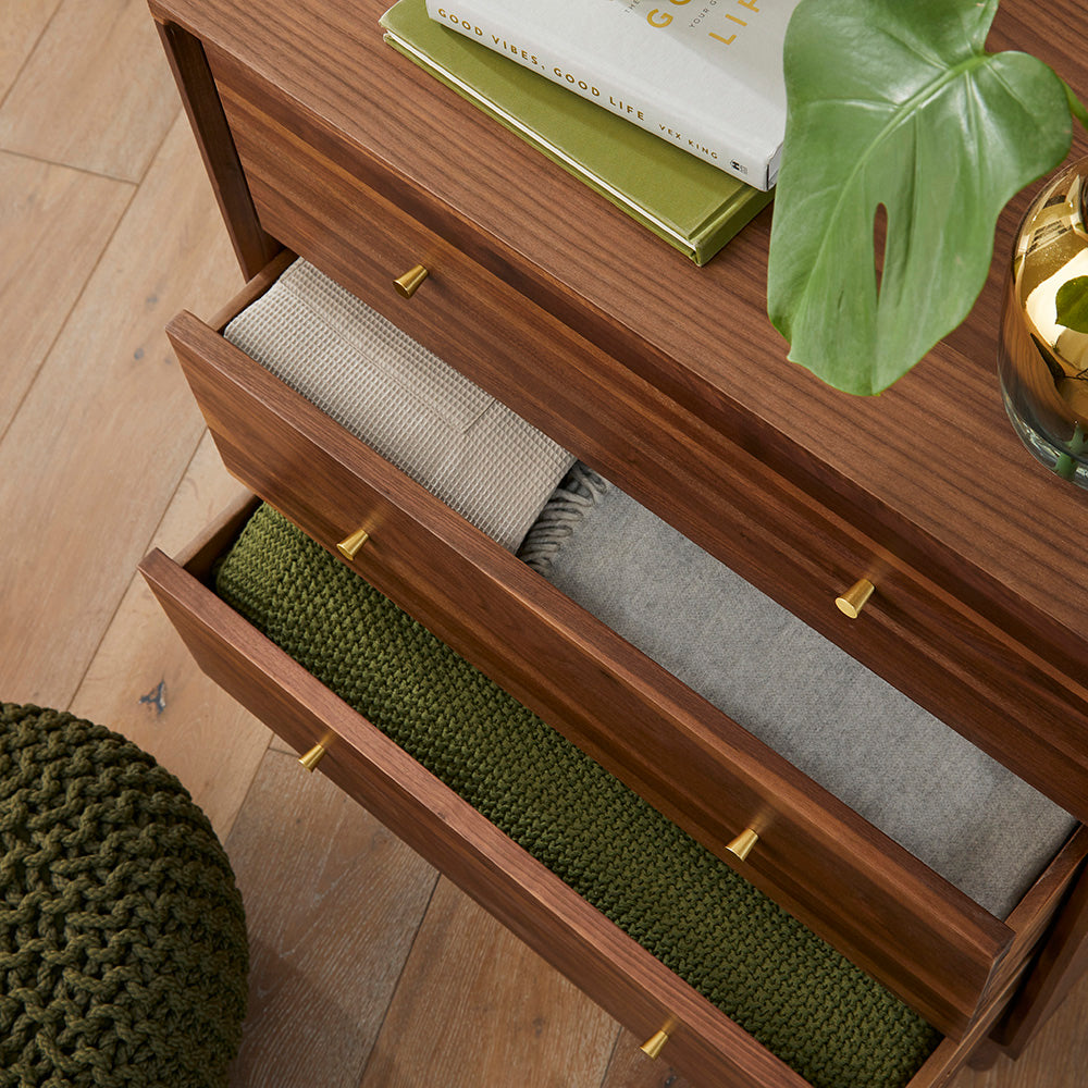 Wright Walnut Chest of 3 Drawers Hand Crafted Furniture