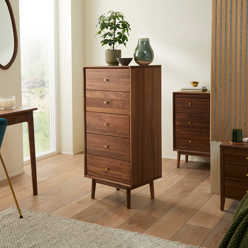 Wright Walnut Tallboy Chest of Drawers Hand Crafted Furniture