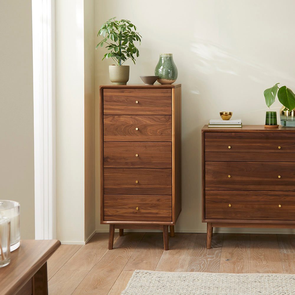 Wright Walnut Tallboy Chest of Drawers Hand Crafted Furniture