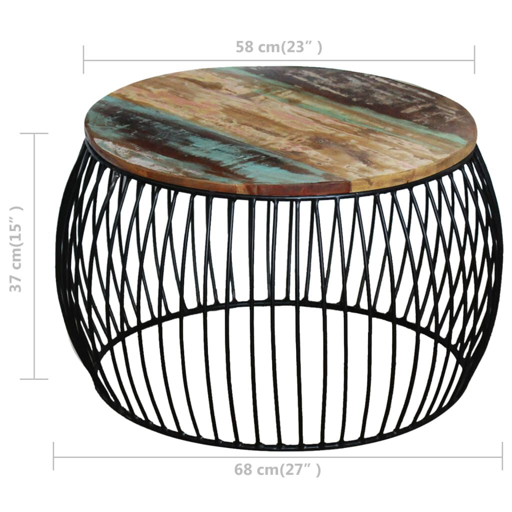 Coffee Table round Solid Reclaimed Wood 68X37 Cm