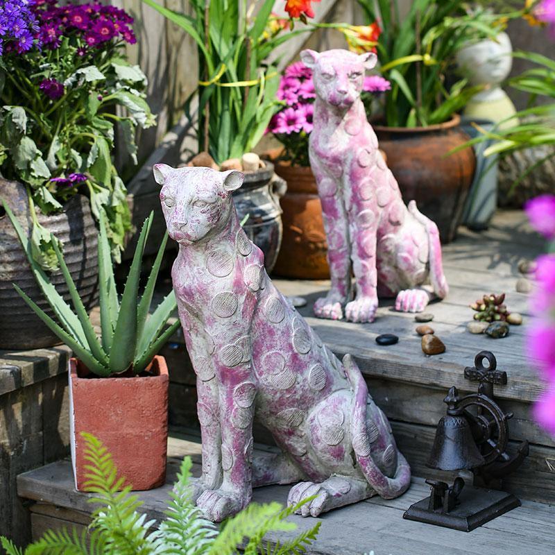 AN2 Garden Decoration Set Of Two Dog Statues in Concrete