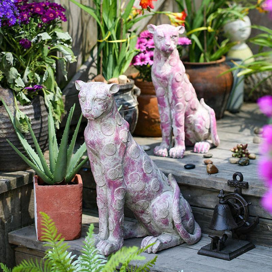 AN2 Garden Decoration Set Of Two Dog Statues in Concrete