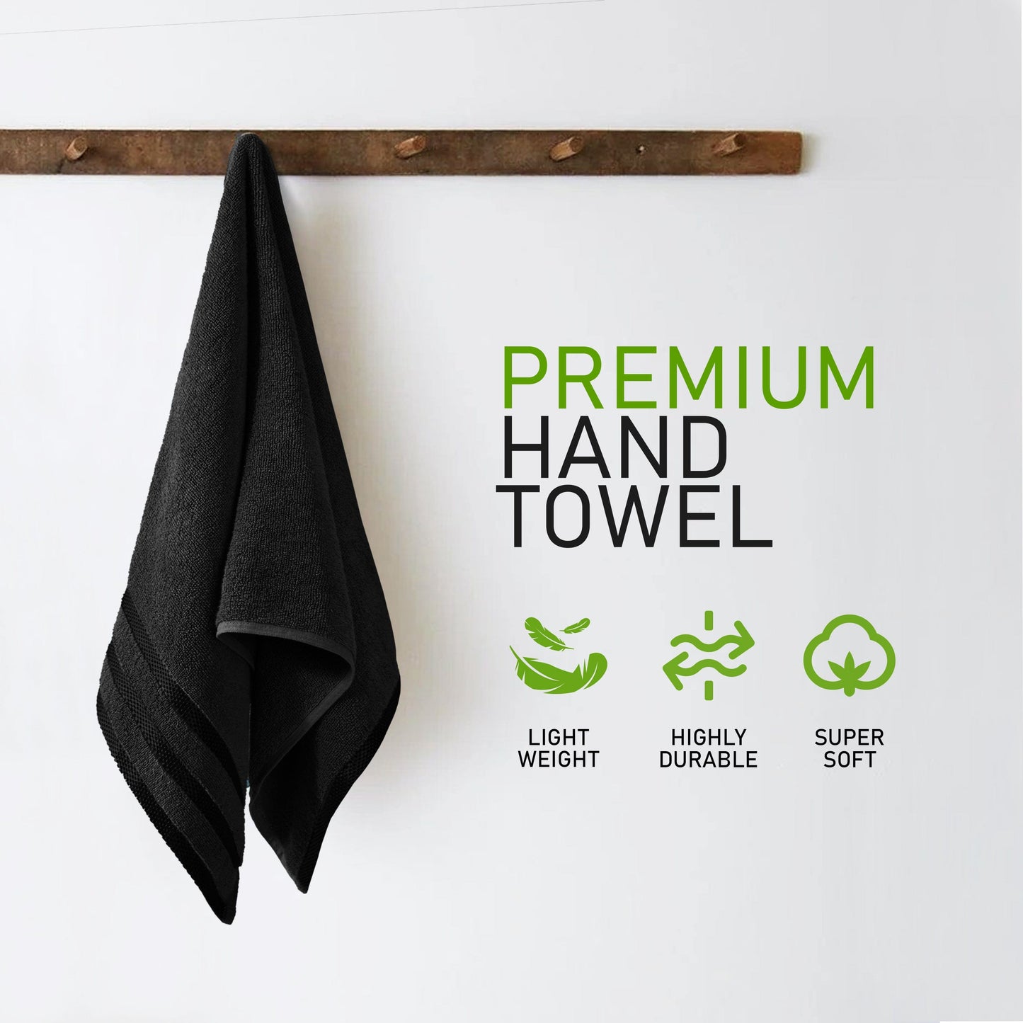 Belmont Viscose Stripe Black Towels 100% Cotton Hotel Quality Super Absorbent 10 Piece Bale Set, 4 Hand Towel & 12 Face Cloths by OLIVIA ROCCO