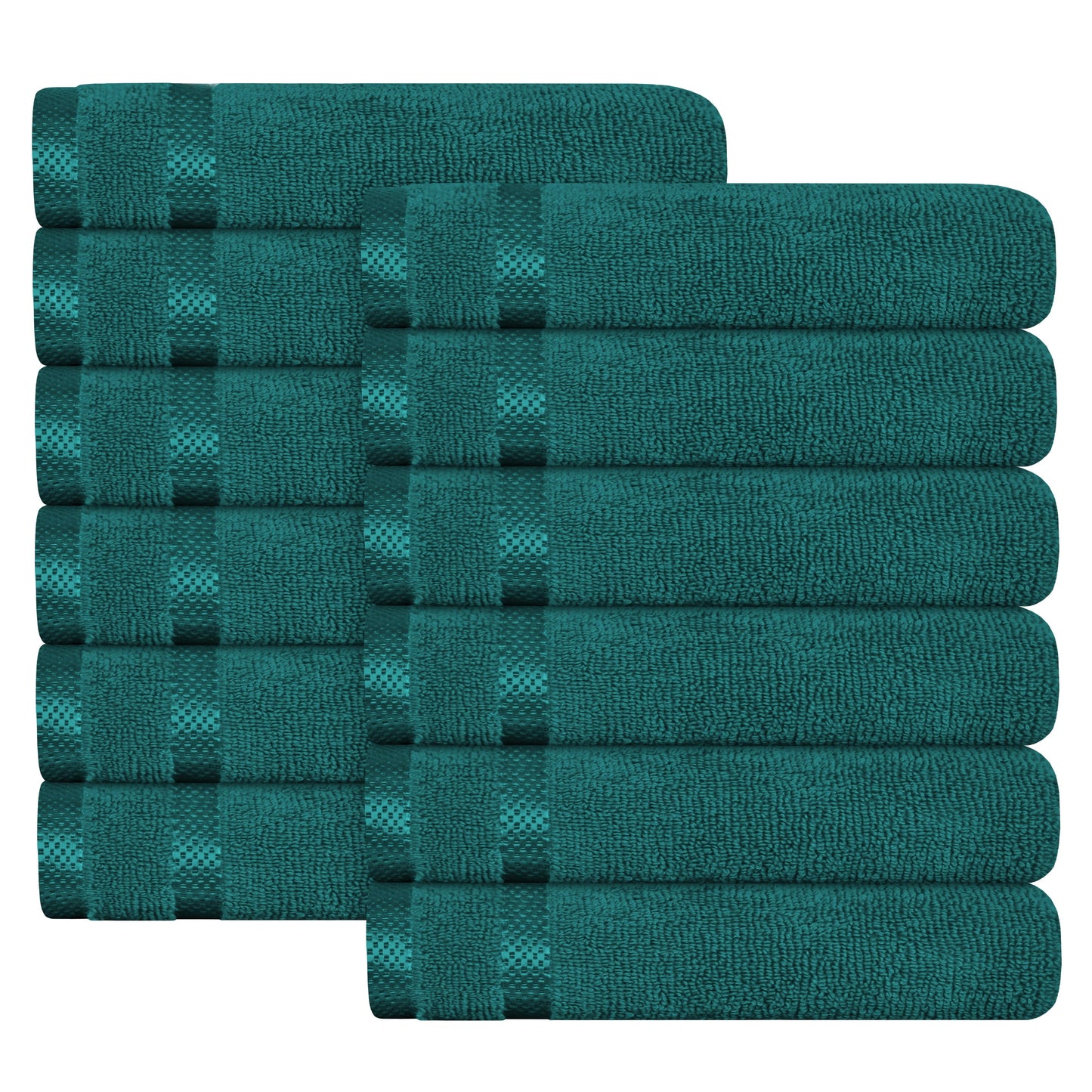 Olivia Rocco Belmont Viscose Stripe Jade Green Towels | 100% Cotton Hotel Quality | 10 piece Bale Set