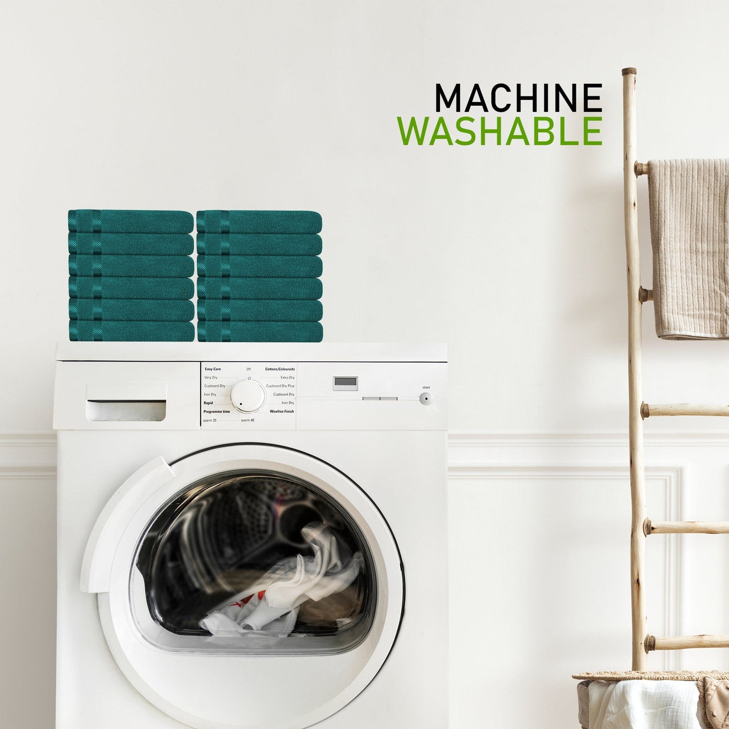 Olivia Rocco Belmont Viscose Stripe Jade Green Towels | 100% Cotton Hotel Quality | 10 piece Bale Set