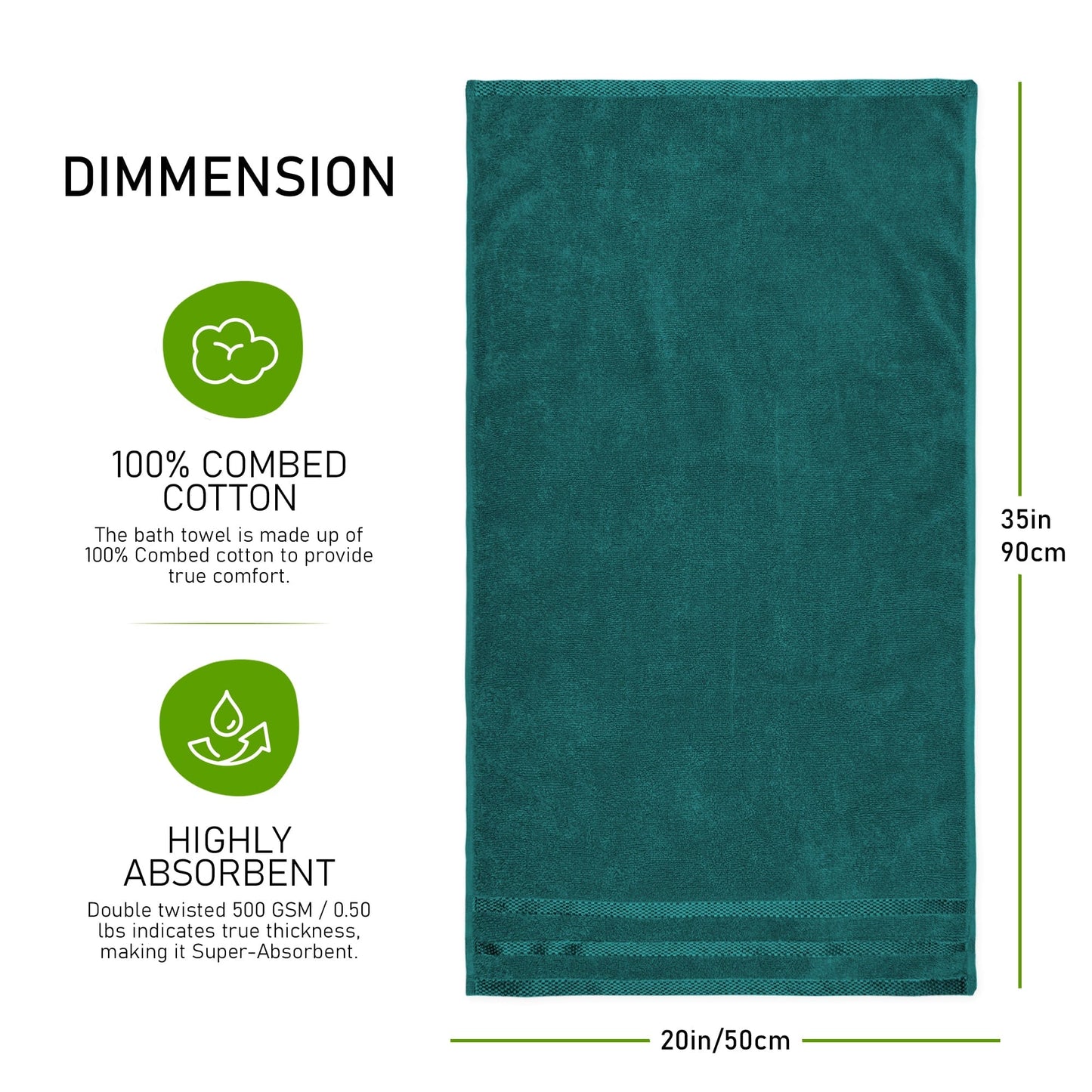 Olivia Rocco Belmont Viscose Stripe Jade Green Towels | 100% Cotton Hotel Quality | 10 piece Bale Set