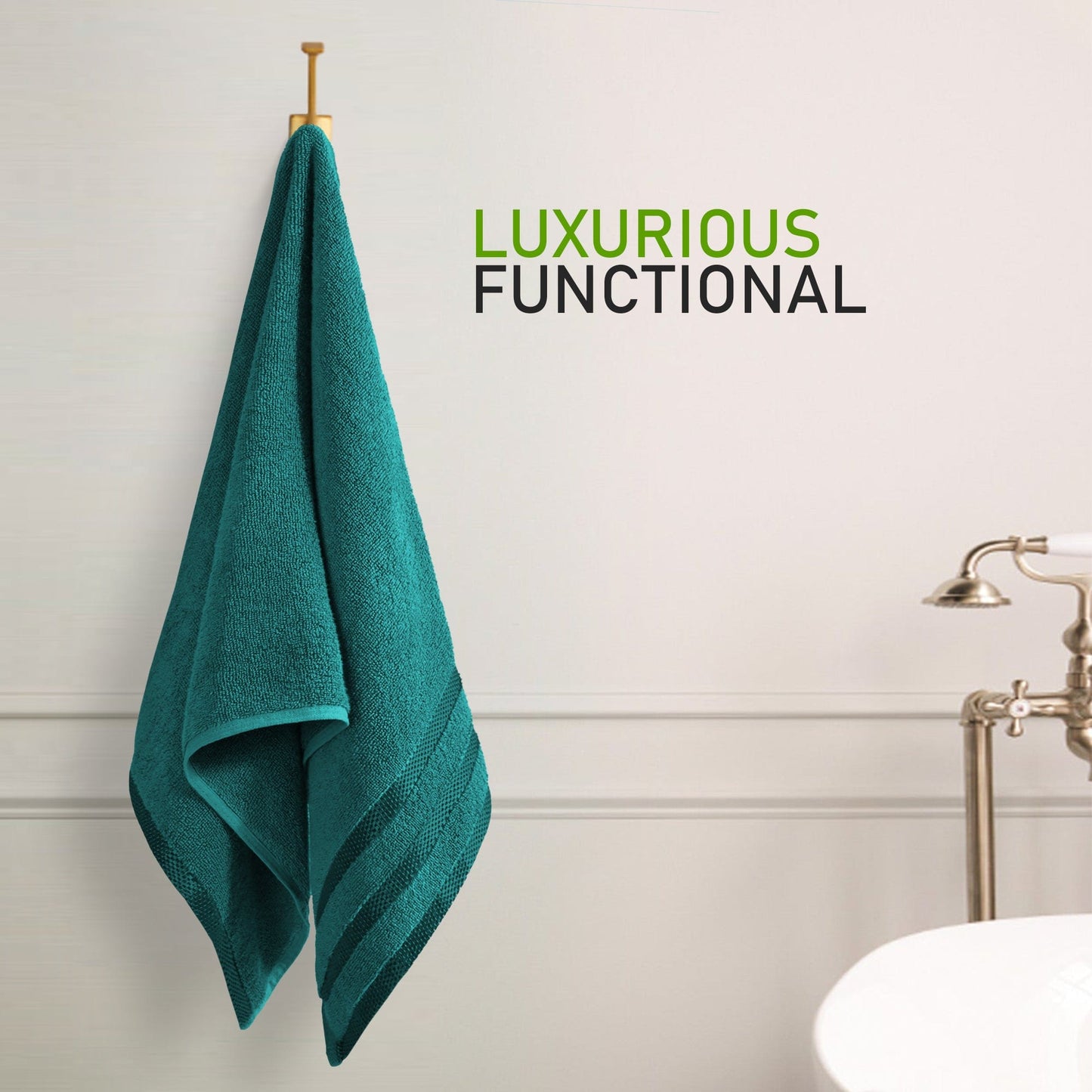 Olivia Rocco Belmont Viscose Stripe Jade Green Towels | 100% Cotton Hotel Quality | 10 piece Bale Set