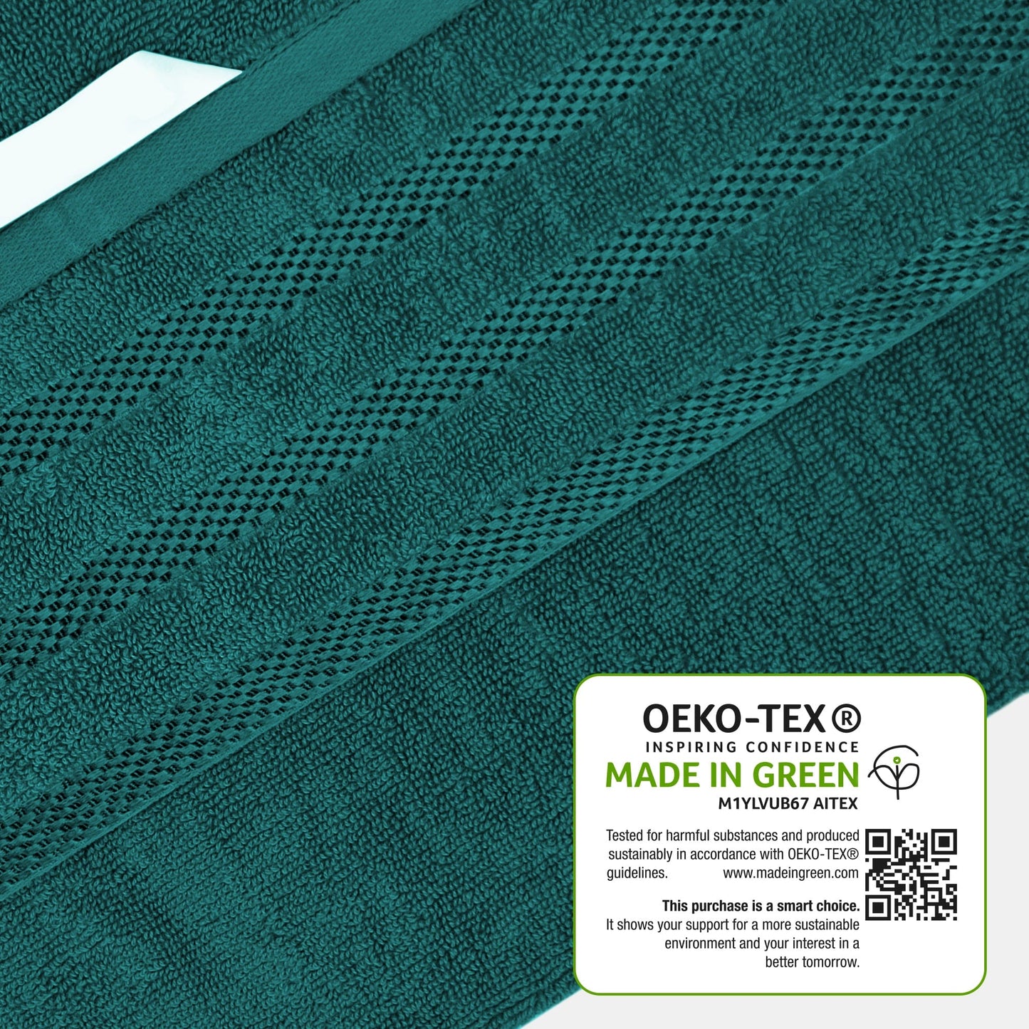 Olivia Rocco Belmont Viscose Stripe Jade Green Towels | 100% Cotton Hotel Quality | 10 piece Bale Set