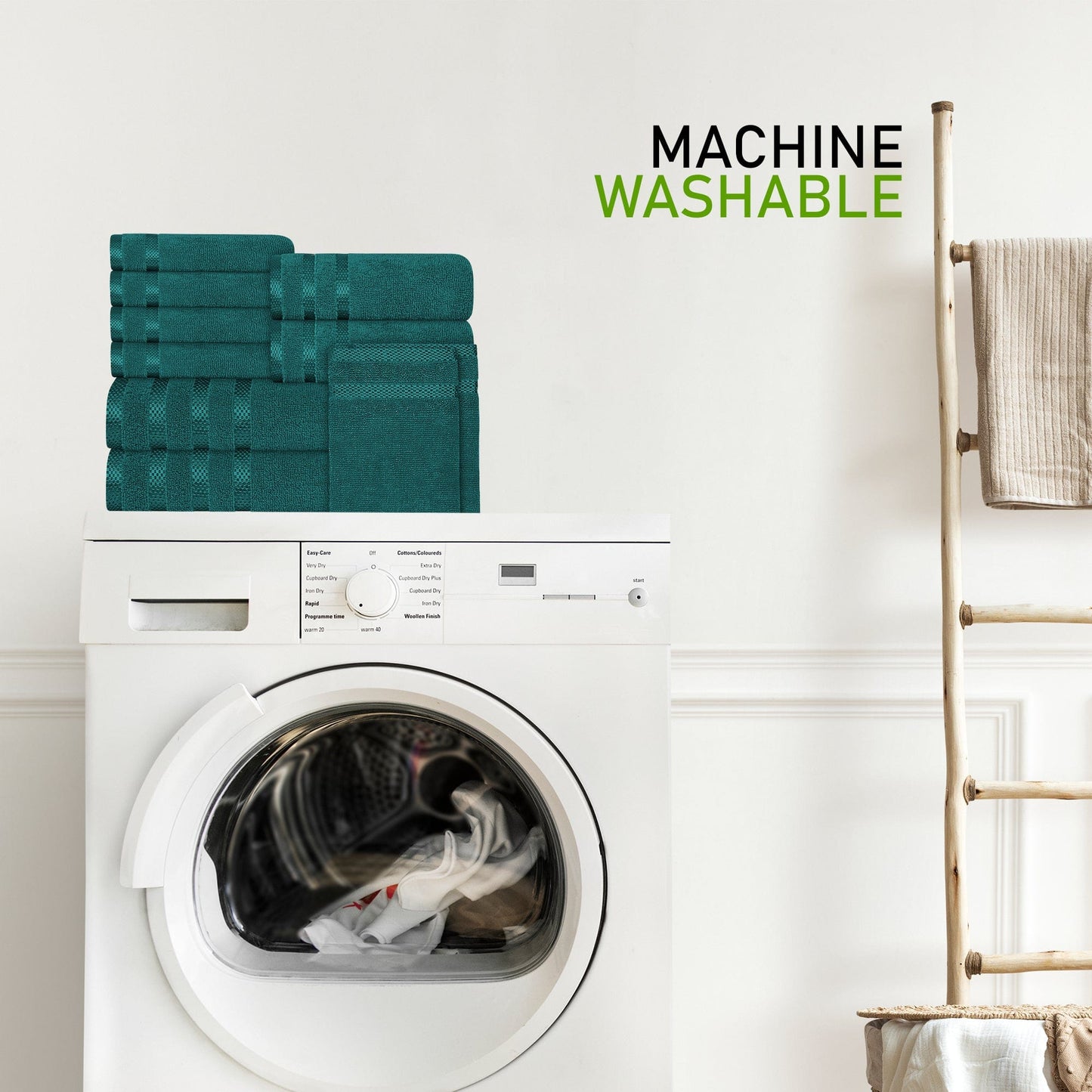 Olivia Rocco Belmont Viscose Stripe Jade Green Towels | 100% Cotton Hotel Quality | 10 piece Bale Set