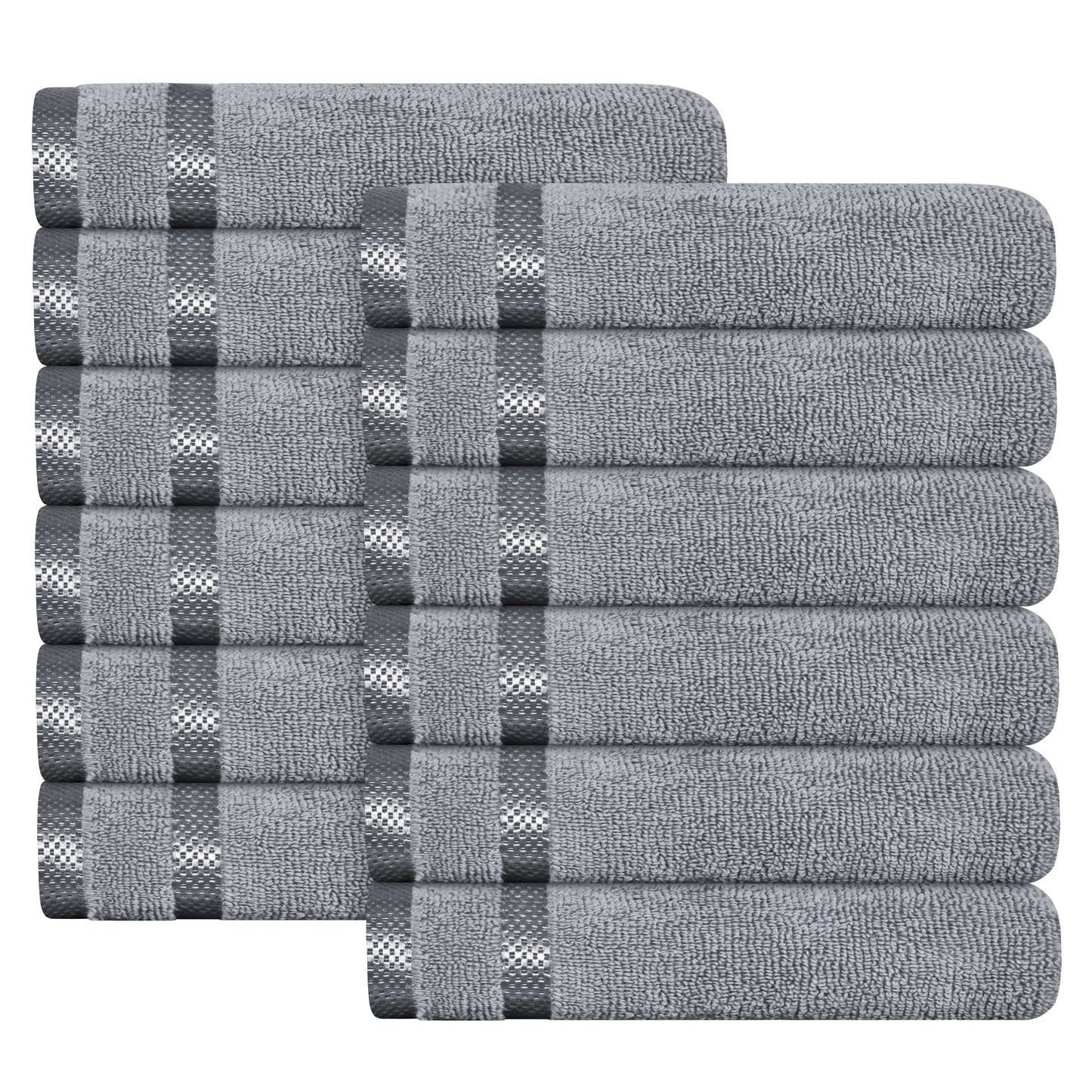 Belmonth Silver Stripe Viscose Towels 100% Cotton Hotel Quality Super Absorbent 10 Piece Bale Set, 4 Hand Towel & 12 Face Cloths by OLIVIA ROCCO