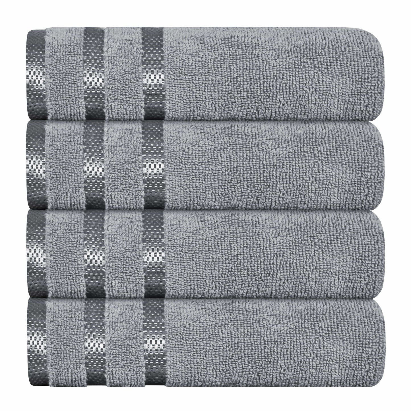 Belmonth Silver Stripe Viscose Towels 100% Cotton Hotel Quality Super Absorbent 10 Piece Bale Set, 4 Hand Towel & 12 Face Cloths by OLIVIA ROCCO