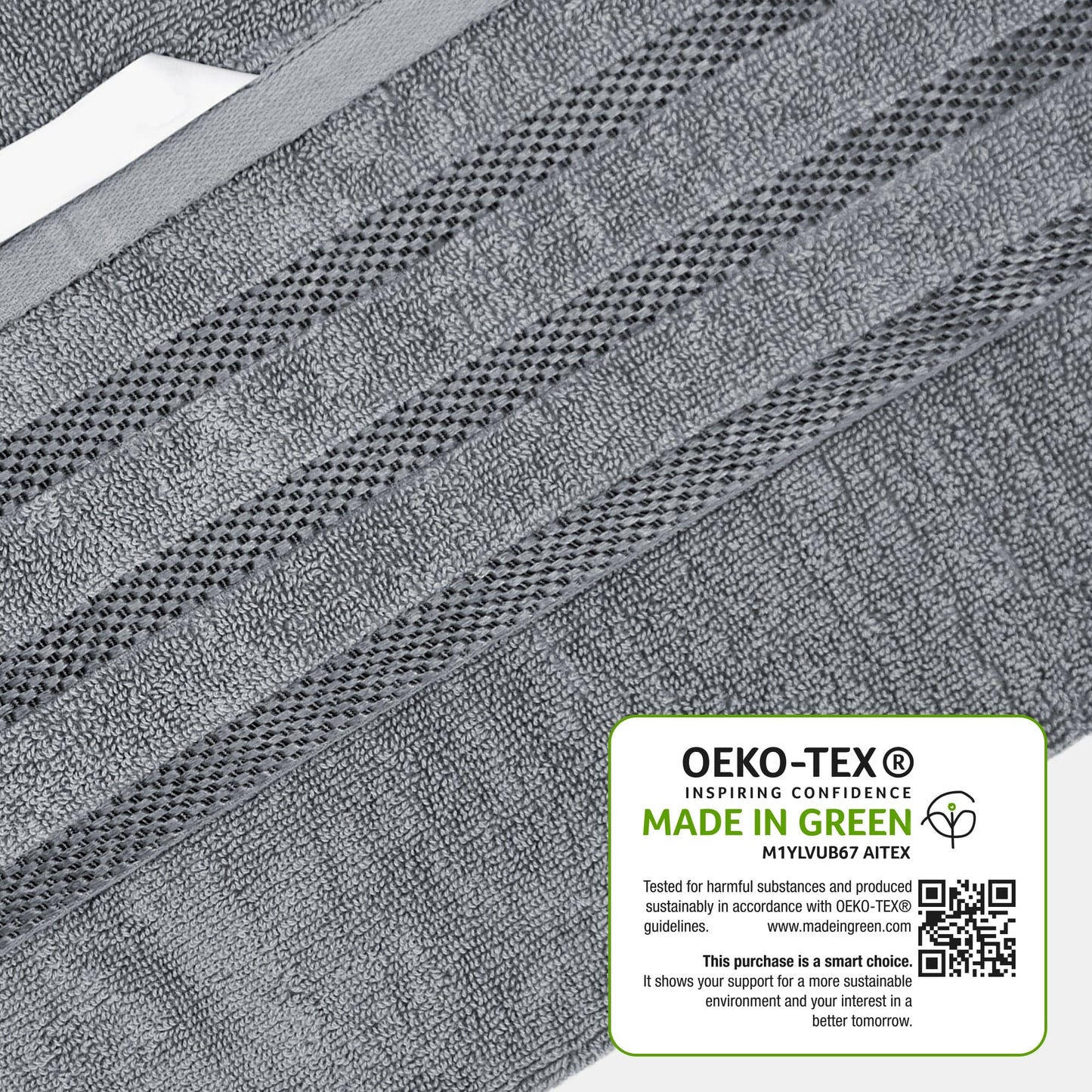Belmonth Silver Stripe Viscose Towels 100% Cotton Hotel Quality Super Absorbent 10 Piece Bale Set, 4 Hand Towel & 12 Face Cloths by OLIVIA ROCCO