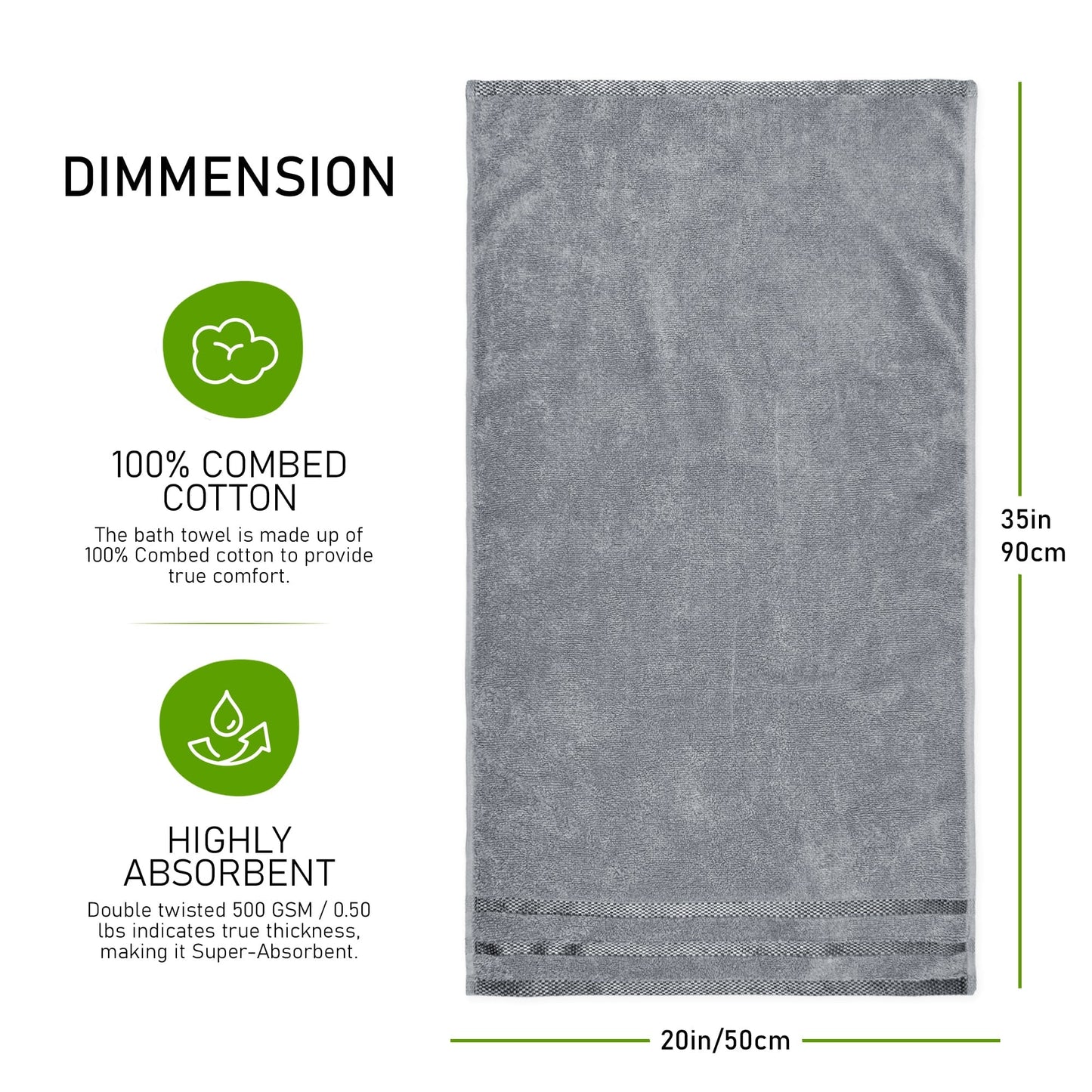 Belmonth Silver Stripe Viscose Towels 100% Cotton Hotel Quality Super Absorbent 10 Piece Bale Set, 4 Hand Towel & 12 Face Cloths by OLIVIA ROCCO