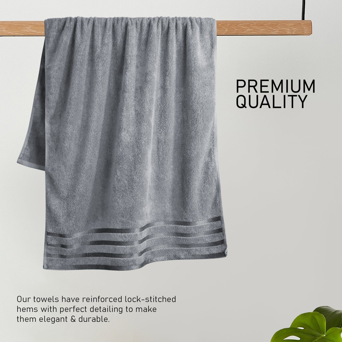 Belmonth Silver Stripe Viscose Towels 100% Cotton Hotel Quality Super Absorbent 10 Piece Bale Set, 4 Hand Towel & 12 Face Cloths by OLIVIA ROCCO