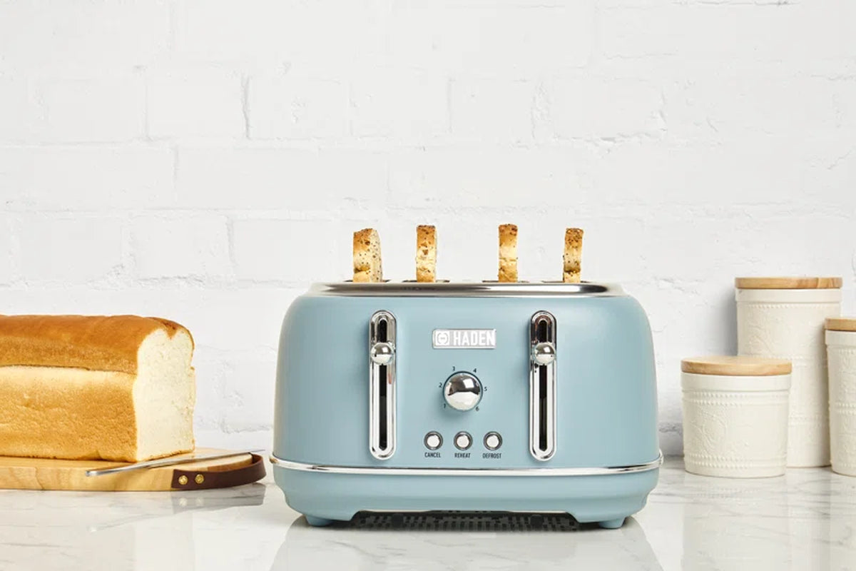Highclere Toaster Blue 4 Slices Extra Wide