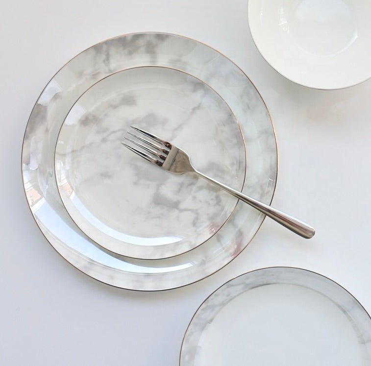 Luxury Carrara Bone China Dinner Set 16 | 24 Piece Dishwasher & Microwave Safe | Gift