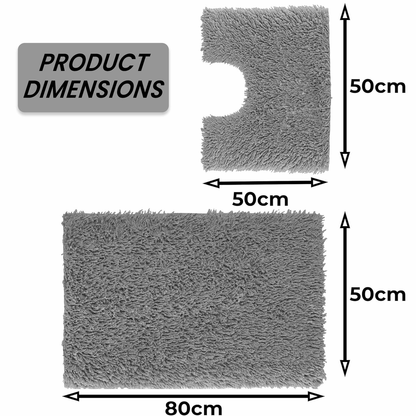 Como Grey Bath Mat & Pedestal Set | 2 Piece Non-Slip Super Absorbent