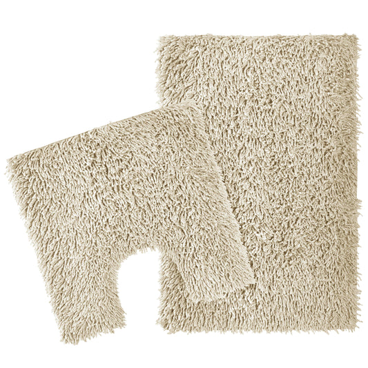 Como Natural Bath Mat & Pedestal Set | 2 Piece | Non-Slip Super Absorbent
