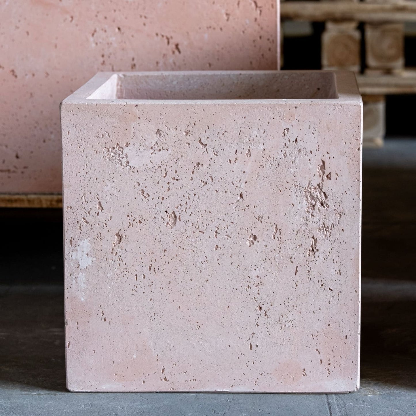 Cubrosa | Blushstone – 30cm Medium Square Concrete Planter – 14L Cube Plant Pot