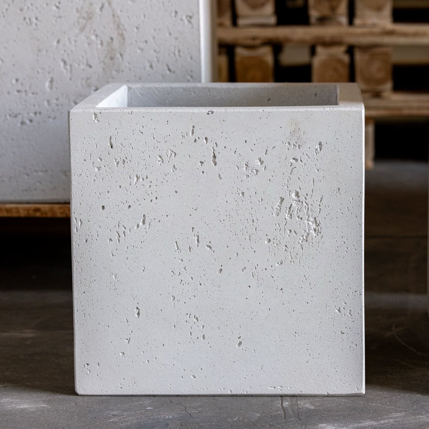 Cubrosa | White Mist – 30cm Medium Square Concrete Planter – 14L Block Plant Pot