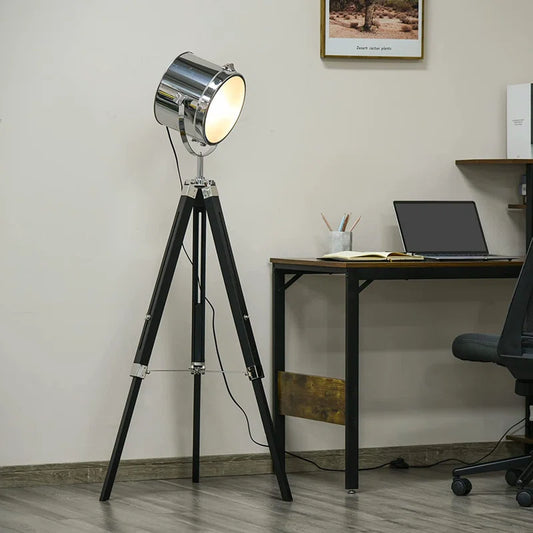 Statement Tripod Floor Lamp Industrial Design Argent 110cm